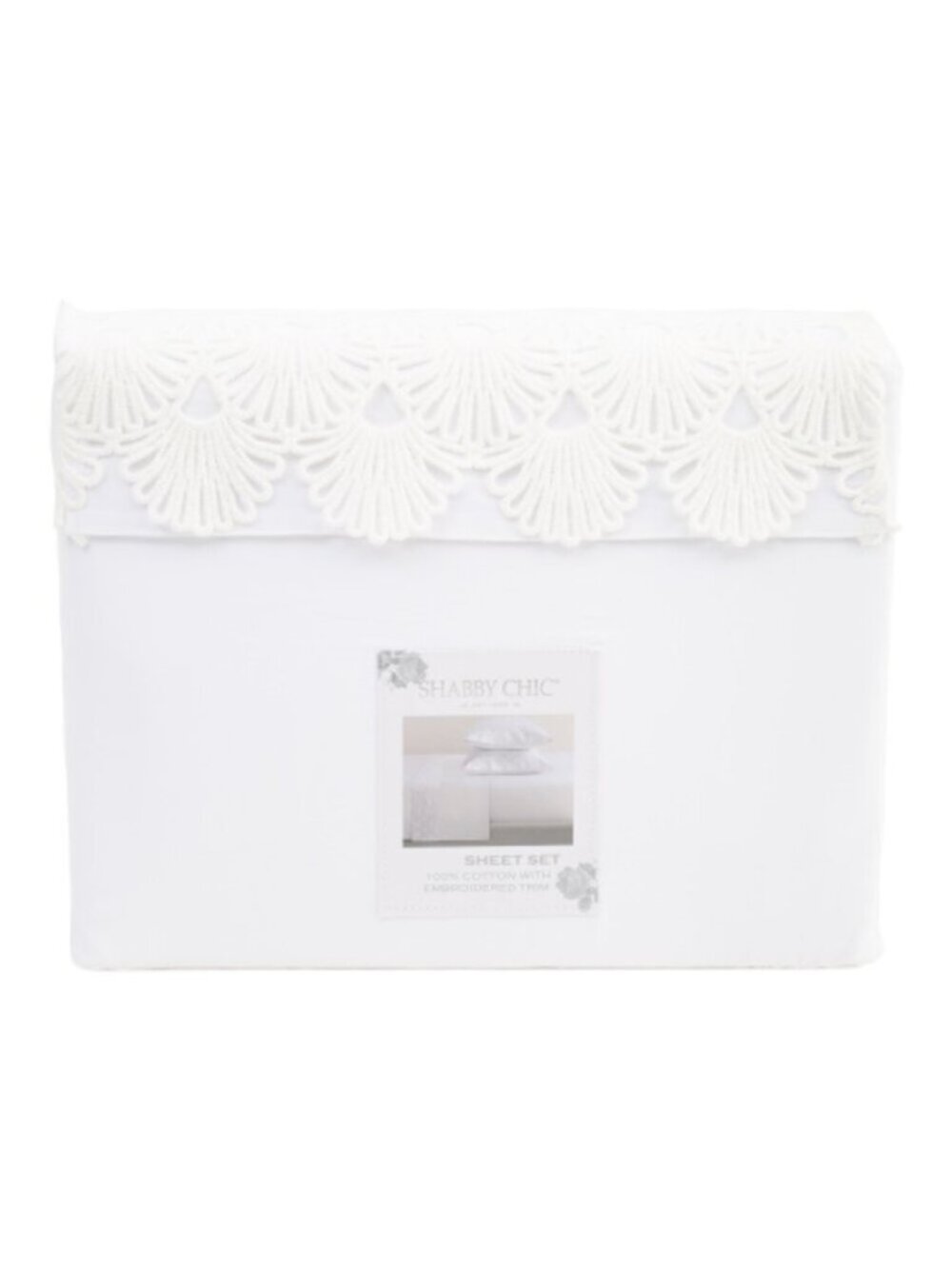 SHABBY CHIC Cotton Shelly Lace Trim Sheet Set